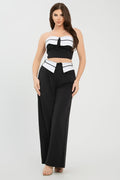 Conjunto de Top y Pantalones con Contraste de Color y Doble Frente