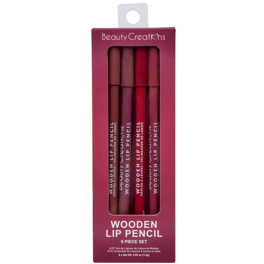 SET DE 6 LÁPICES DE LABIOS DE MADERA BEAUTY CREATIONS, SET WLPW